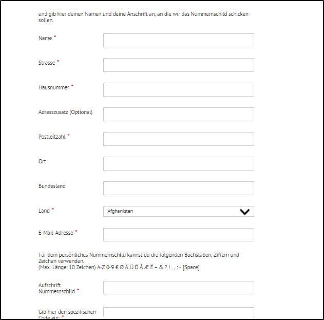 MY GOKART - Kennzeichen fürs Kettcar - Bestellvorgang - Ratgeber gokart-profi.de