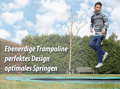 Gerade ebenerdige Trampoline sind ganzjährig nutzbar im Garten - gokart-profi.de