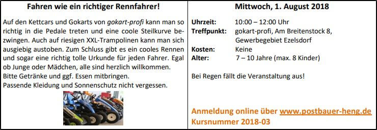Ferienprogramm Postbauer-Heng 2018 brachte riesigen Gokart Spaß - gokart-profi.de