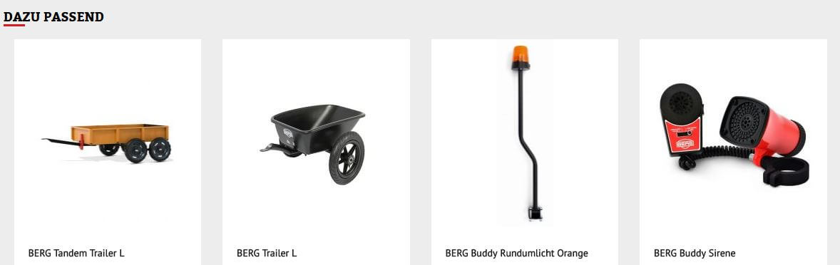 BERG Buddy Zubehör - tolle Preise und keine Versandkosten bei gokart-profi.de