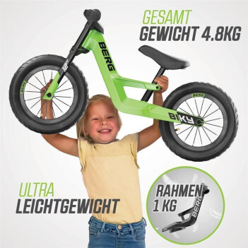 BERG Laufrad Biky City grün 12" + Helm (48-52cm)
